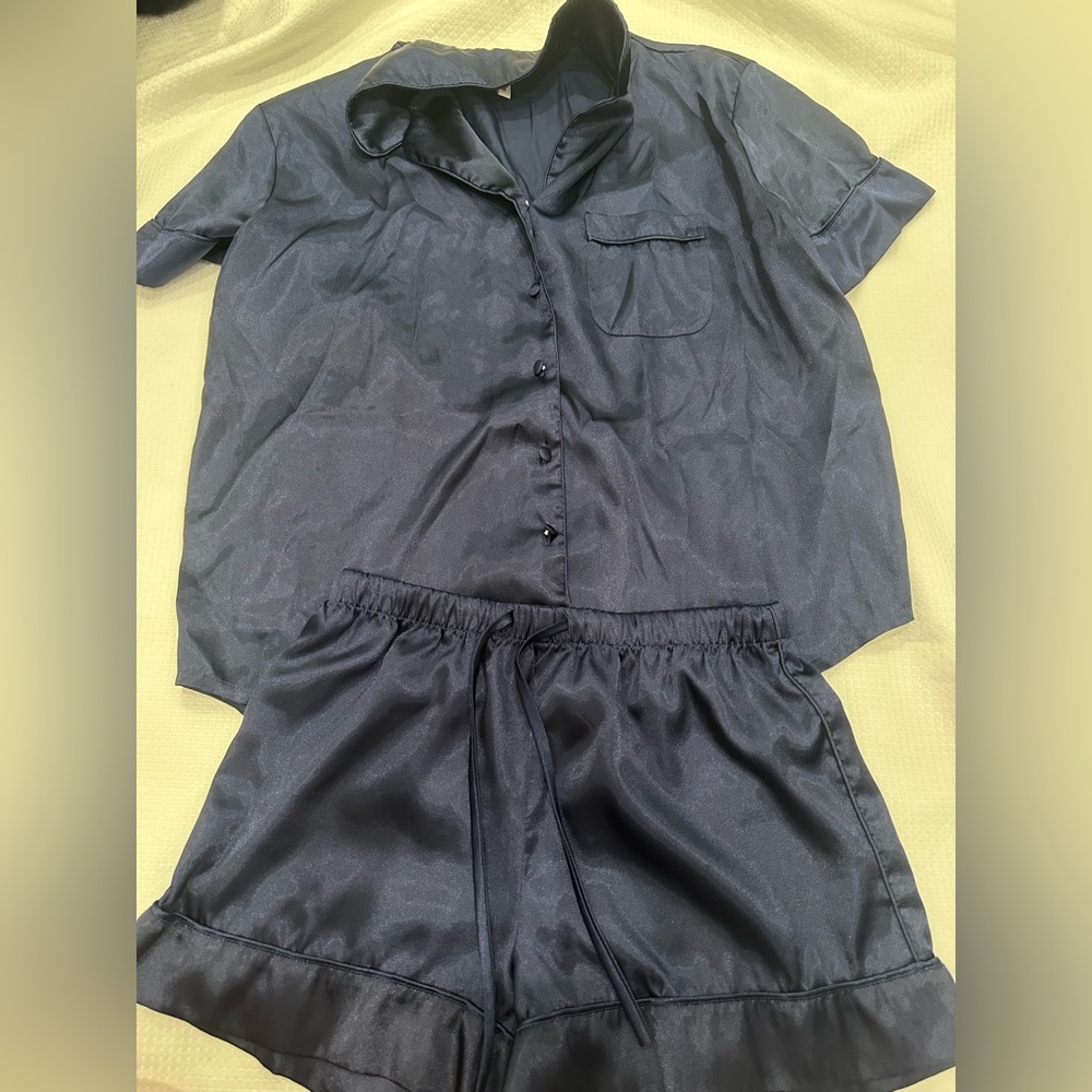 DB Studio Blue Satin Pajama Set